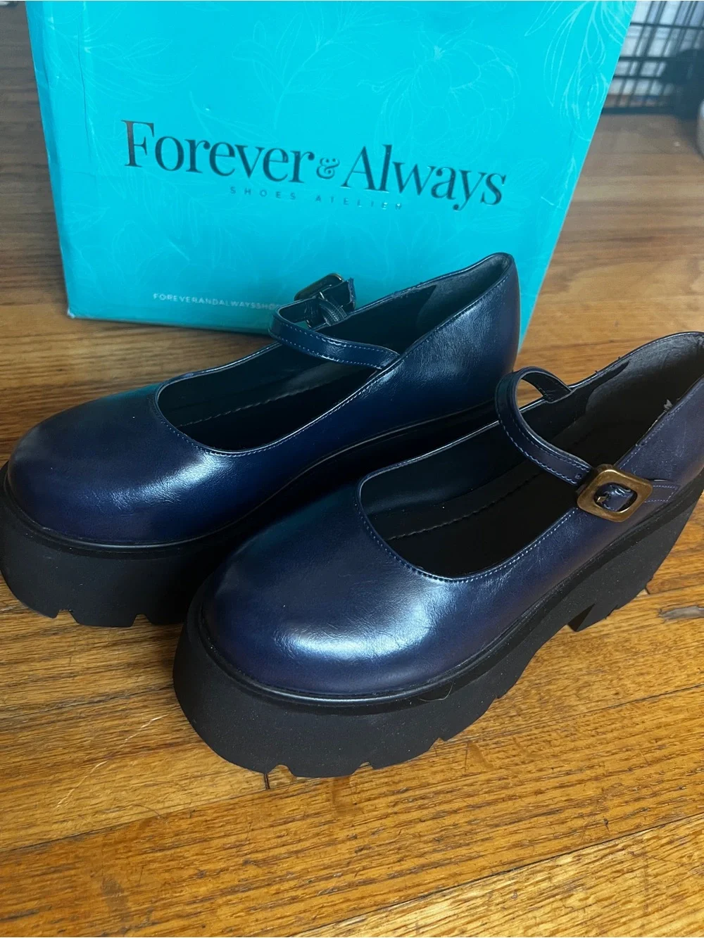 Navy Blue Platform Mary Jane Pumps